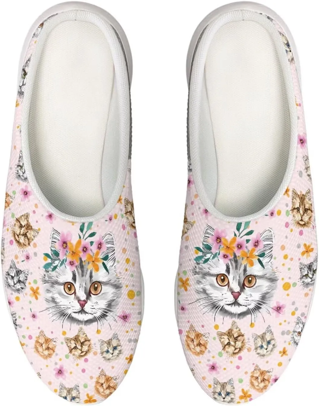 Coloranimal Cute Animal Floral Pattern Pull On Slippers for Women Beach Flat Shoes