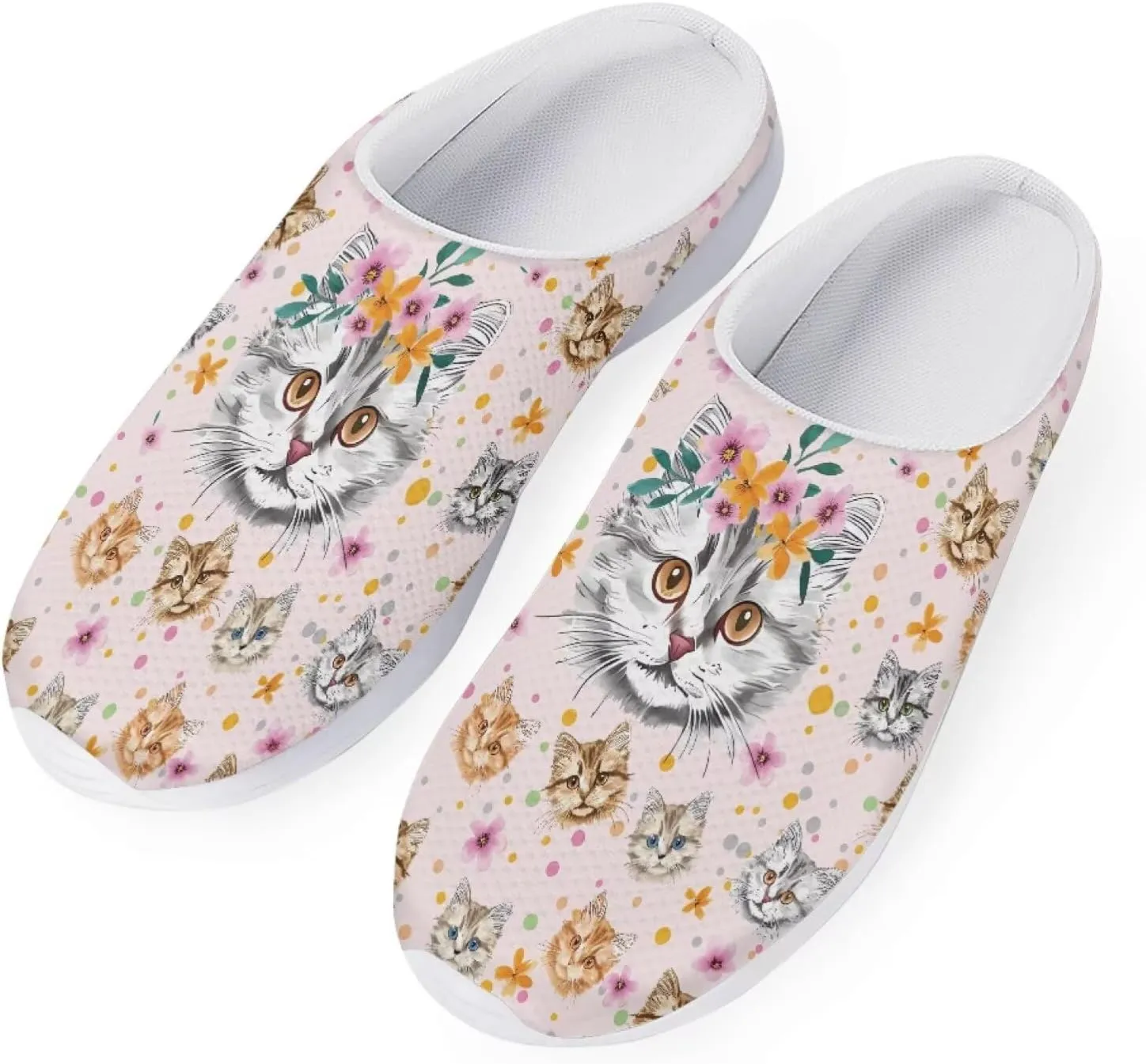 Coloranimal Cute Animal Floral Pattern Pull On Slippers for Women Beach Flat Shoes