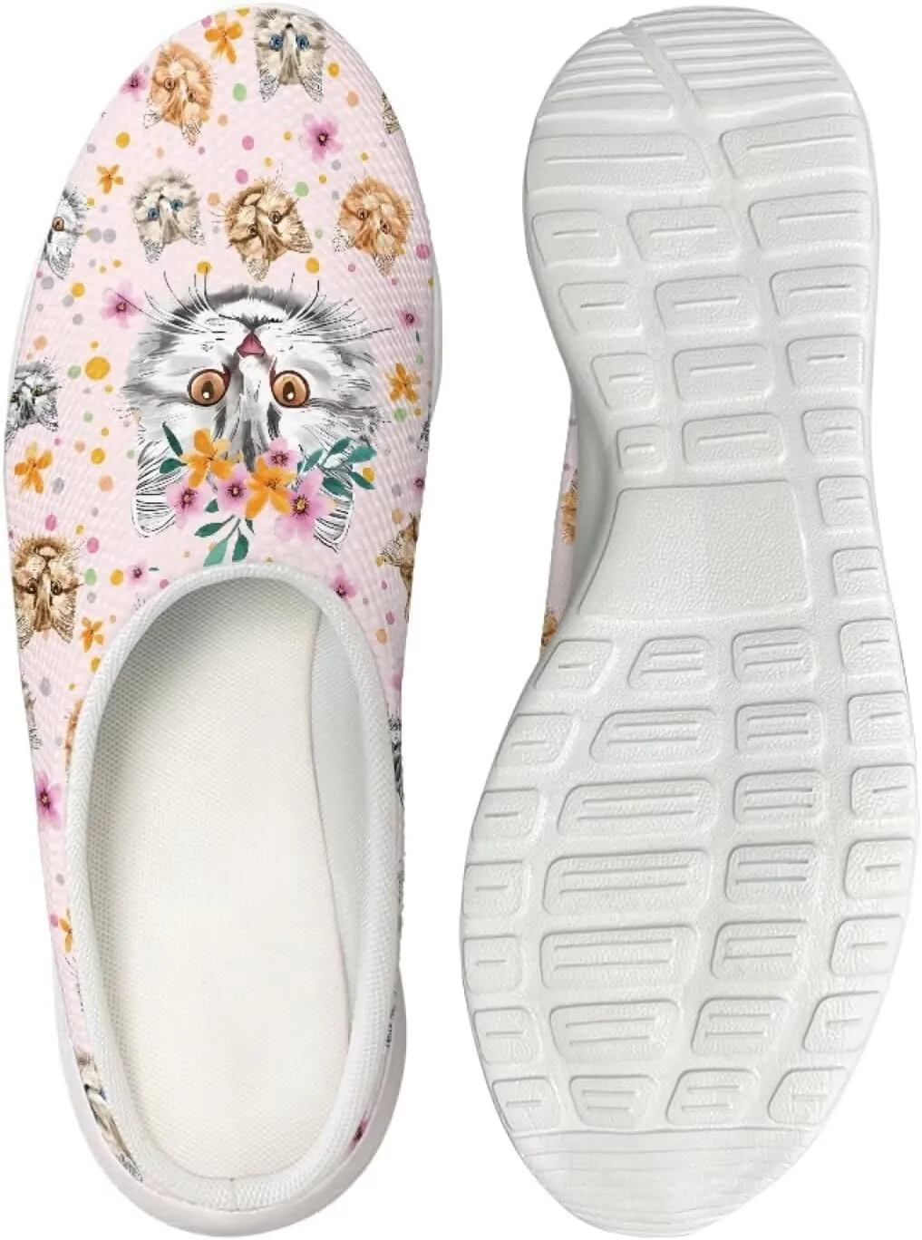 Coloranimal Cute Animal Floral Pattern Pull On Slippers for Women Beach Flat Shoes