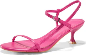 Coutgo Womens Strappy Heeled Sandals Kitten Low Heel Open Toe Ankle Strap Party Wedding Dress Shoes