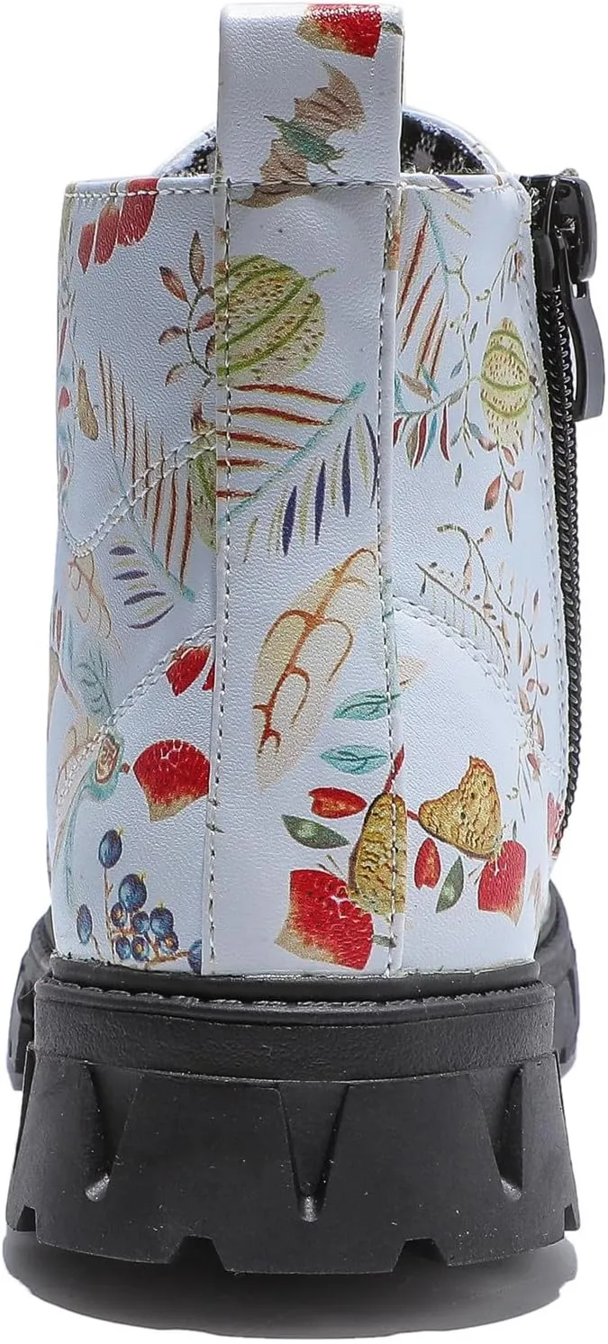 DADAWEN Boys Girls Glitter Ankle Boots Kids Lace Up Waterproof Combat Shoes With Side Zipper for Toddler/Little Kid/Big Kid