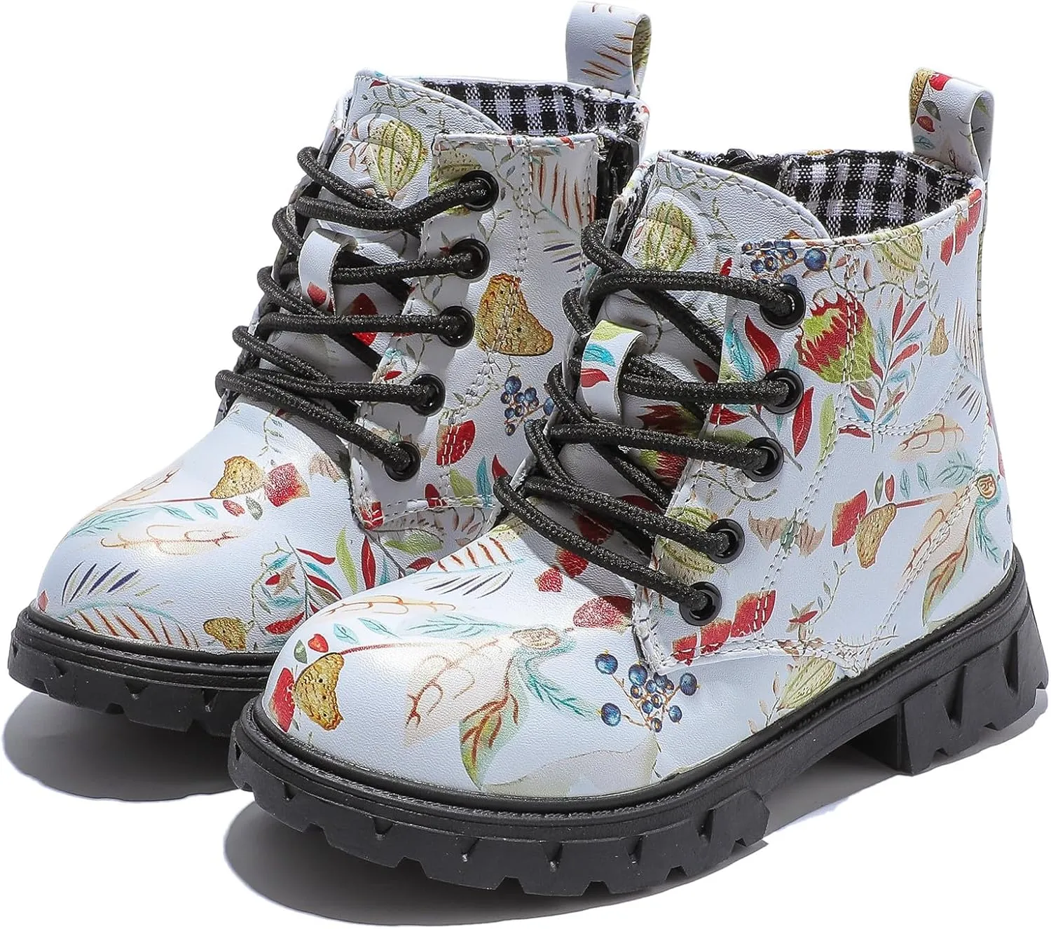 DADAWEN Boys Girls Glitter Ankle Boots Kids Lace Up Waterproof Combat Shoes With Side Zipper for Toddler/Little Kid/Big Kid