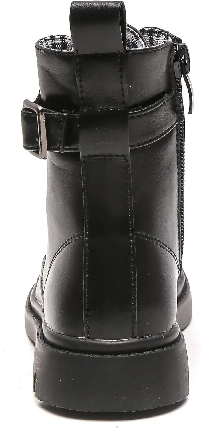 DADAWEN Boys Girls Glitter Ankle Boots Lace Up Waterproof Combat Boot With Side Zipper (Toddler/Little Kid/Big Kid)