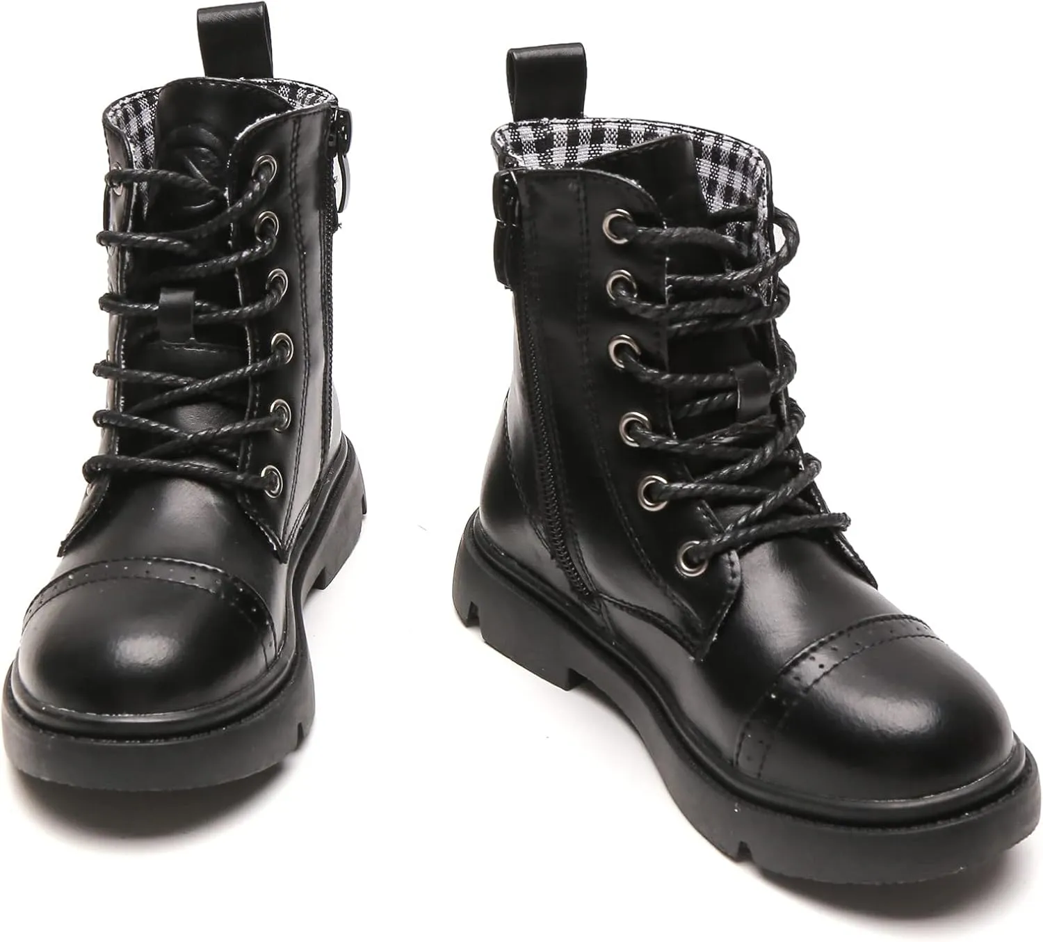 DADAWEN Boys Girls Glitter Ankle Boots Lace Up Waterproof Combat Boot With Side Zipper (Toddler/Little Kid/Big Kid)