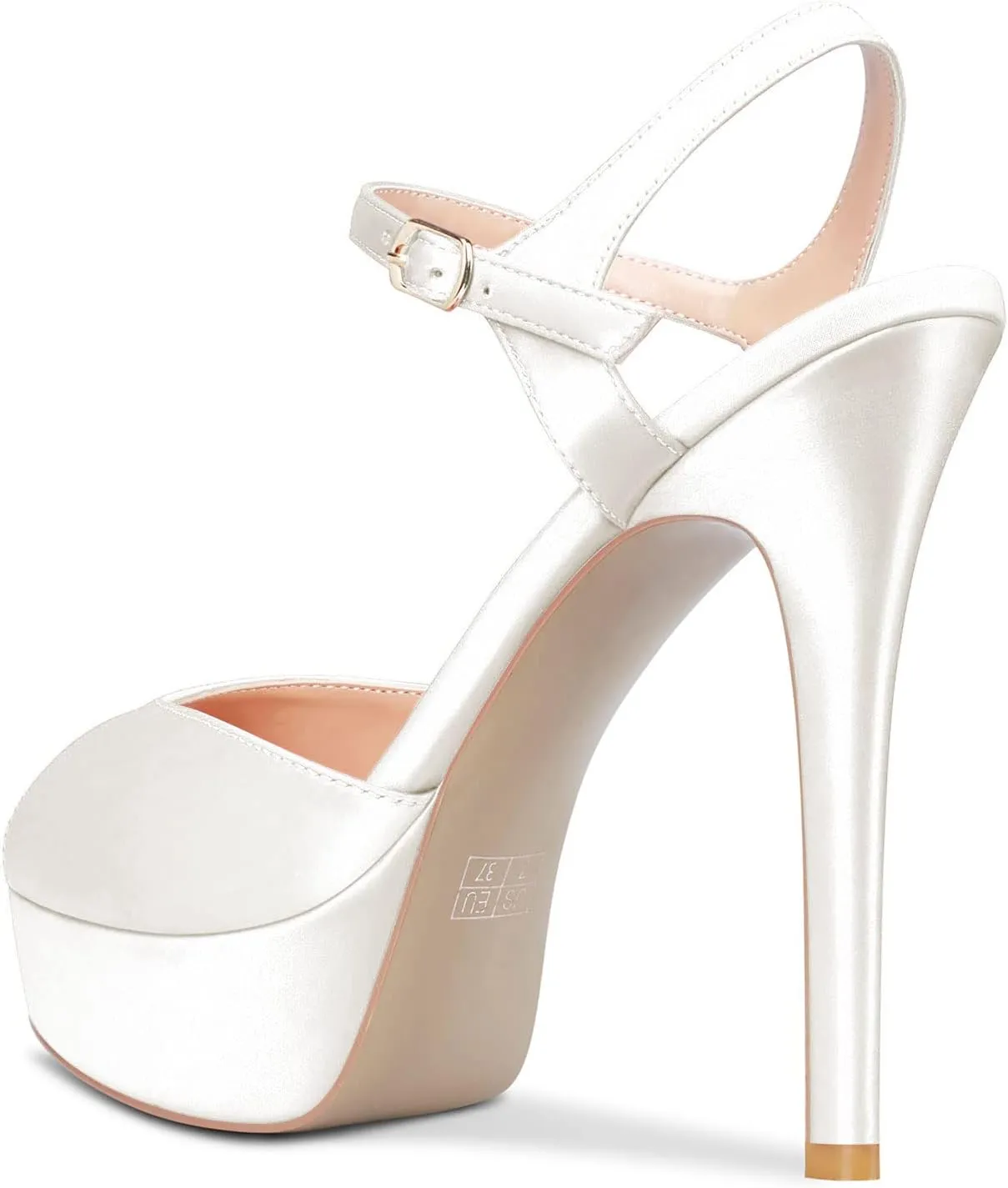 DearOnly Women Stiletto High Heel Platform Peep Open Toe Ankle Strap Sandals Sexy Wedding Dress 5.1 Inches Heels Pumps