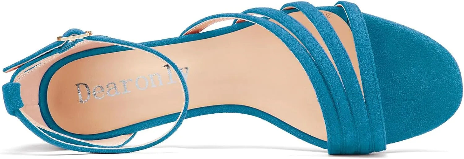 DearOnly Womens Kitten Heel Open Toe Buckle Sandals Basic Classic Ankle Strap Office Casual Prom Summer Shoes 1.4 Inches Heels