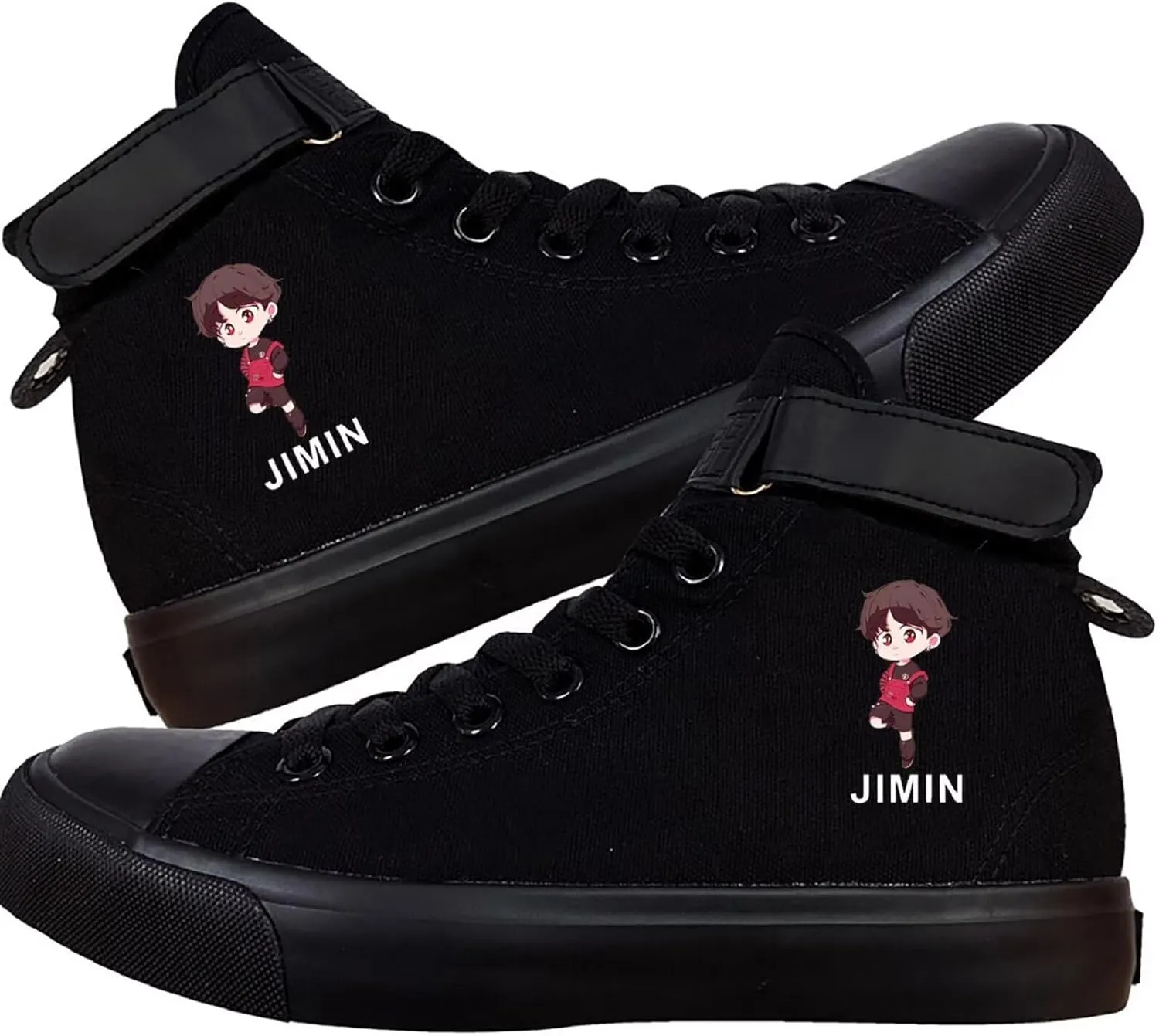 DHSPKN Kpop Idol Jungkook Shoes Jimin High Top Sneakers Cartoon Image J-Hope Rap Monster Jin SUGA V Signature Canvas Shoes