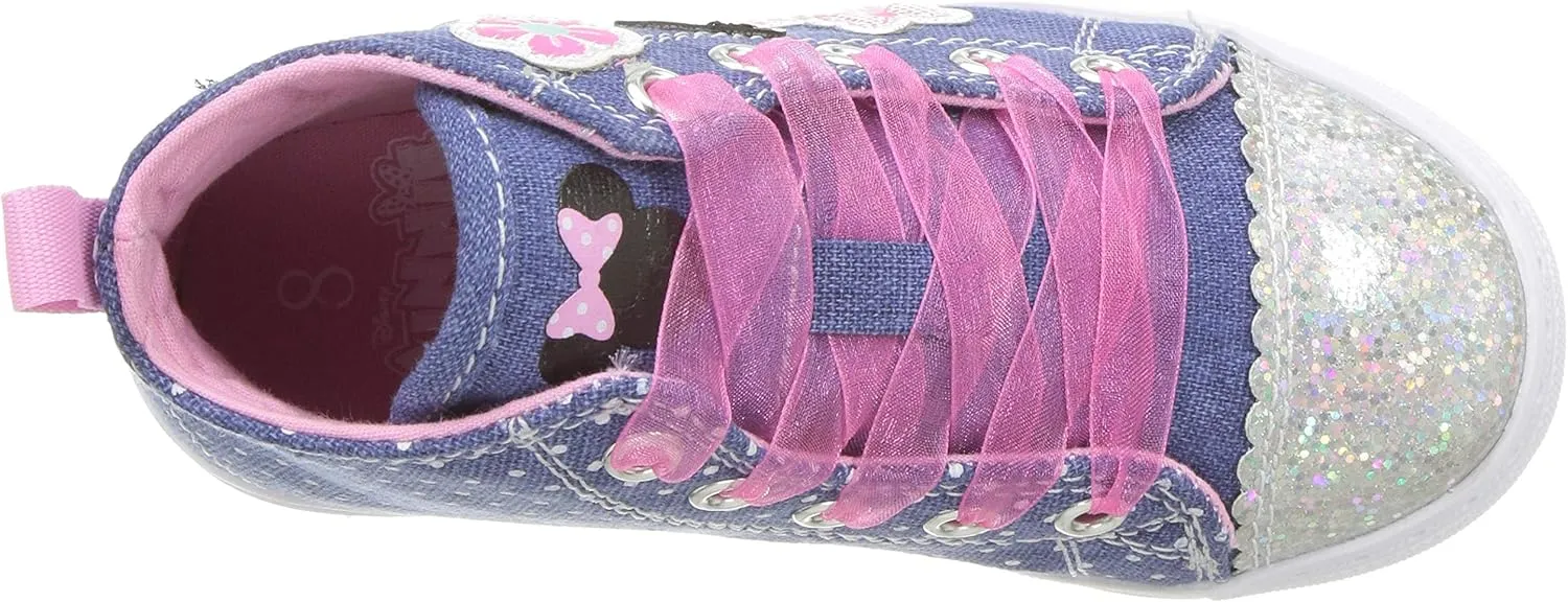 Disney Junior Little Girl's Minnie Mouse Denim High Top Sneakers Shoes