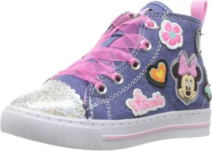 Disney Junior Little Girl's Minnie Mouse Denim High Top Sneakers Shoes