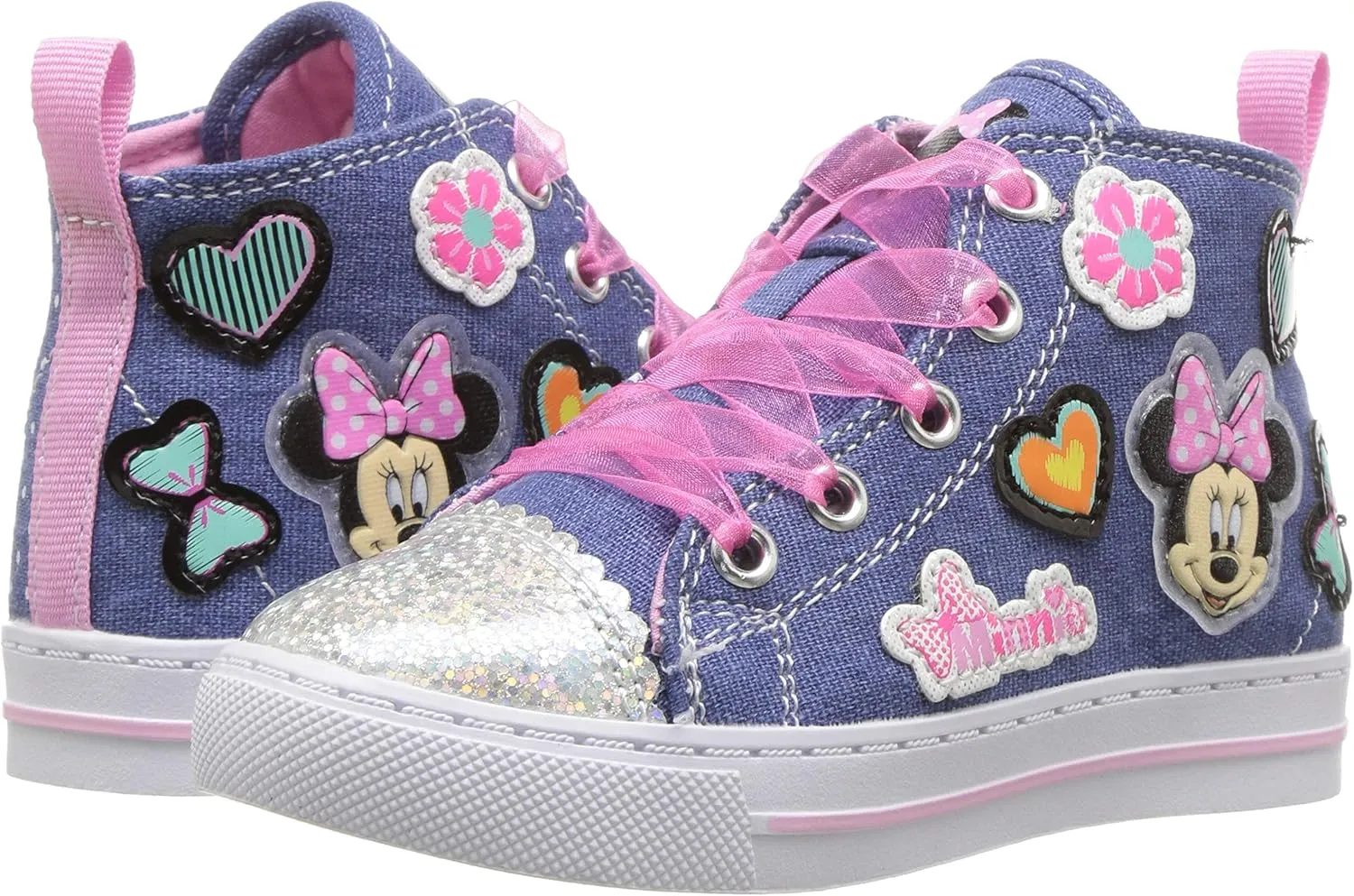 Disney Junior Little Girl's Minnie Mouse Denim High Top Sneakers Shoes