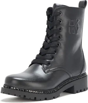 DKNY Women's Rommily Lace Up Combat Boot with Studs