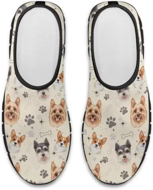 Dog Paw Print Casual Shoes for Women Slip On Low Top Flat Sneakers Breathable Mesh Footwear for Walking