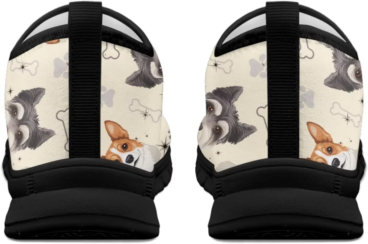 Dog Paw Print Casual Shoes for Women Slip On Low Top Flat Sneakers Breathable Mesh Footwear for Walking