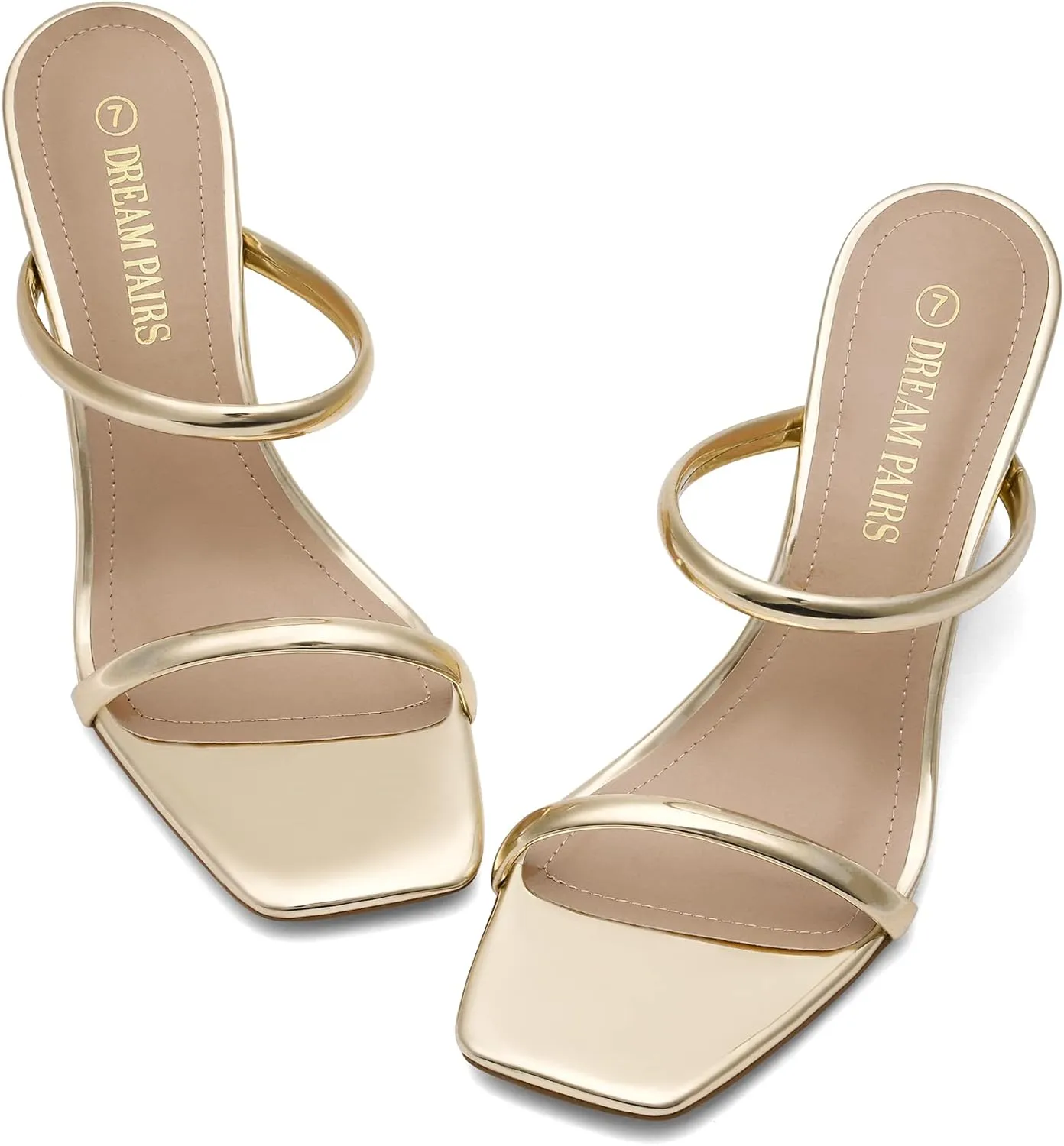 DREAM PAIRS Women's Slides Wedge Sandals Two Strap Square Open Toe Dress Shoes