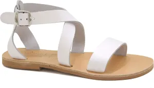 Emmanuela Greek Handmade Leather Flat Sandals, Quality Ankle Strap Sandals with adjustable buckle, Ankle Cuff Summer Shoes, Open Toe Strappy Sandals, Boho Chic Sandals