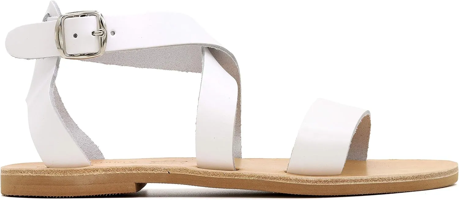 Emmanuela Greek Handmade Leather Flat Sandals, Quality Ankle Strap Sandals with adjustable buckle, Ankle Cuff Summer Shoes, Open Toe Strappy Sandals, Boho Chic Sandals