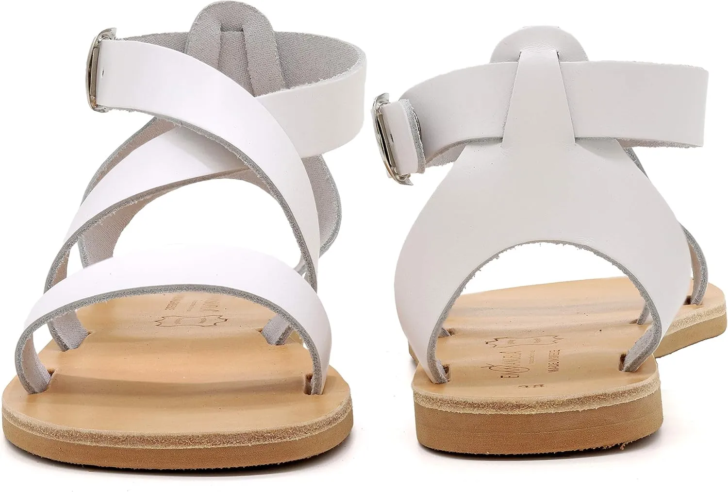 Emmanuela Greek Handmade Leather Flat Sandals, Quality Ankle Strap Sandals with adjustable buckle, Ankle Cuff Summer Shoes, Open Toe Strappy Sandals, Boho Chic Sandals
