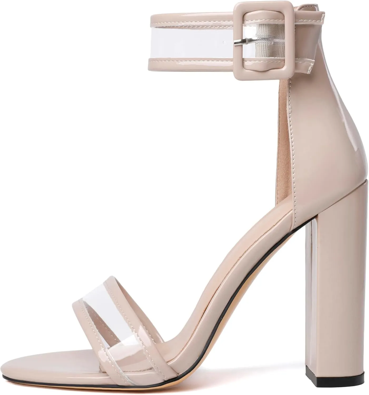 Esvowido Women's Open Toe Denim High Heeled Sandals Fashion Comfortable Ankle Strap Tassel Chunky Block Heels