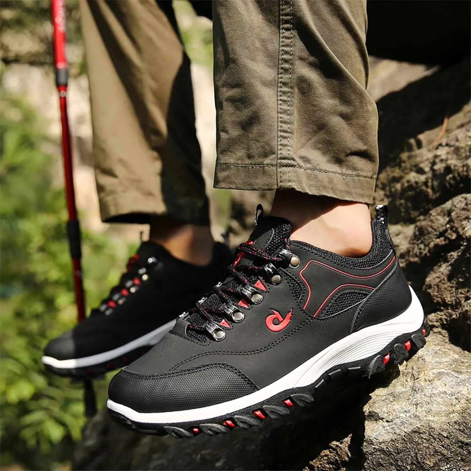 Fashion Men's Outdoor Non Slip Sport Shoes Lace Up Mountaineering Sneakers Sneaker Organizers and Storage Men