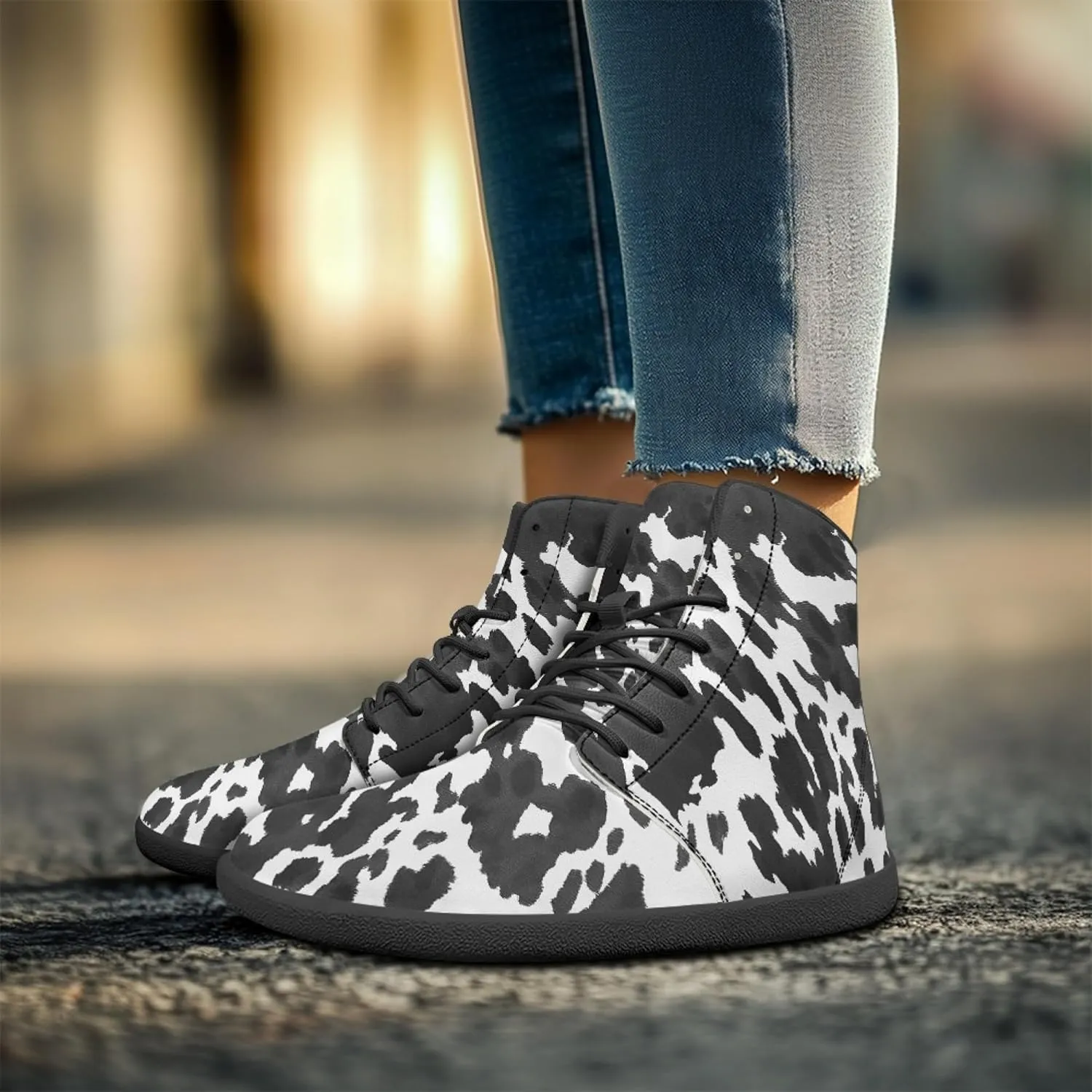 Fashion Print Womens Mens High Top Barefoot Sneakers Flat Shoes