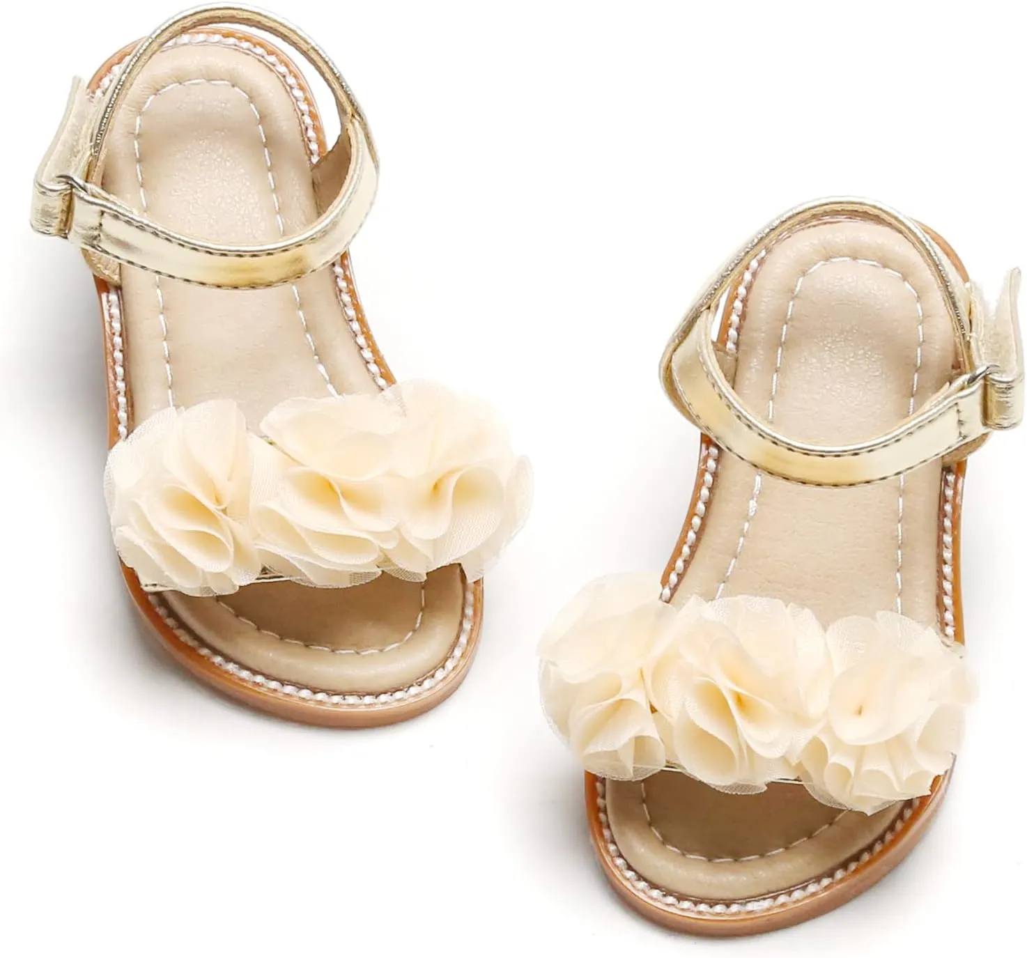 Felix & Flora Toddler Girls Sandals Soft Rubber Flats Summer Baby Flower Girl Shoes.