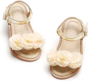Felix & Flora Toddler Girls Sandals Soft Rubber Flats Summer Baby Flower Girl Shoes.