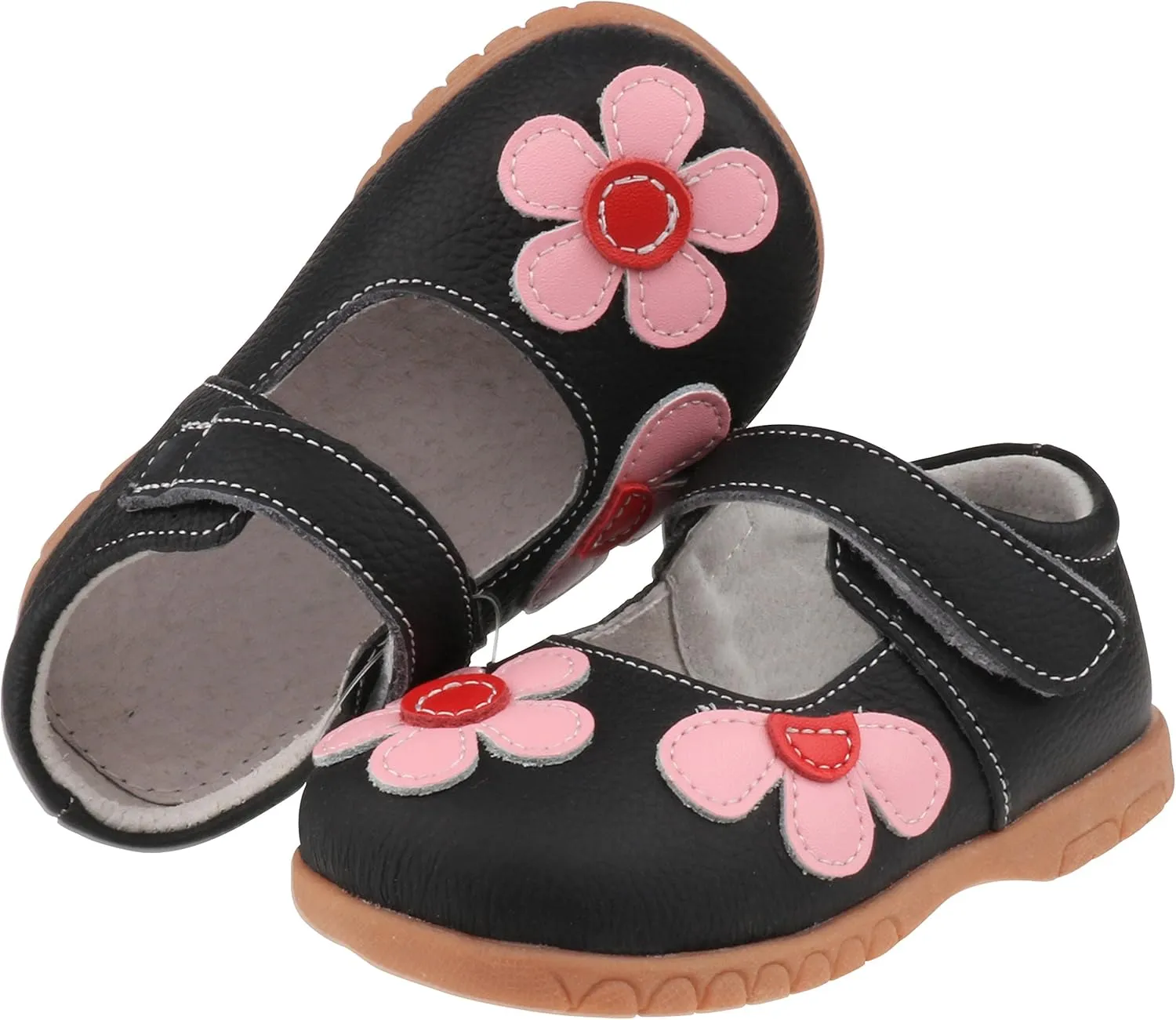 Femizee Girls Leather Bows Design Soft Round Toe Princess Dress Mary Jane Flat Shoes(Toddler/Little Kid)