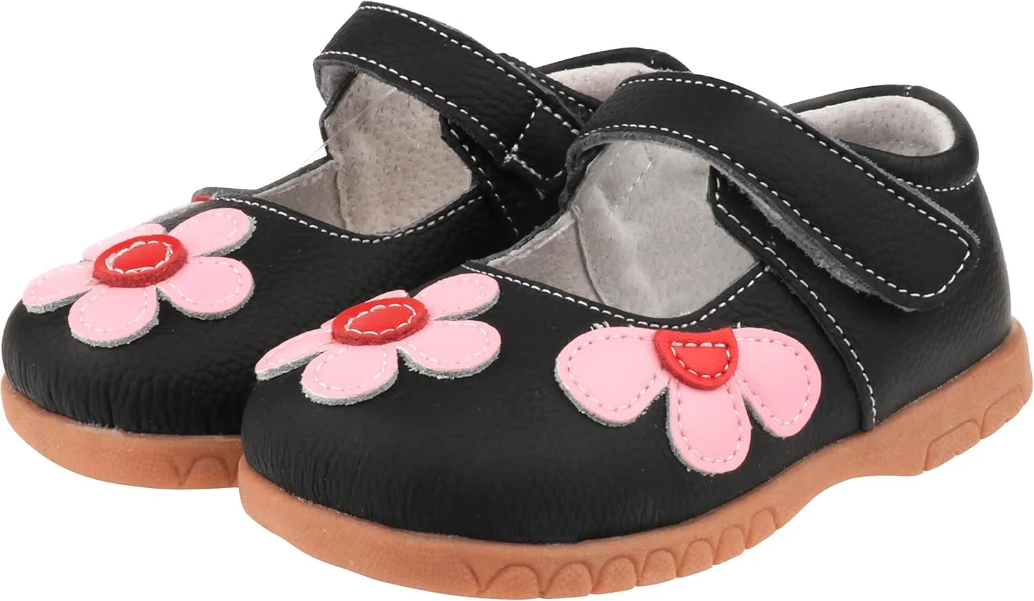 Femizee Girls Leather Bows Design Soft Round Toe Princess Dress Mary Jane Flat Shoes(Toddler/Little Kid)
