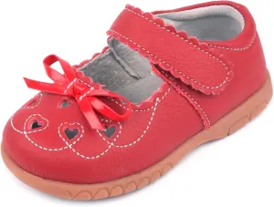 Femizee Girls Leather Bows Design Soft Round Toe Princess Dress Mary Jane Flat Shoes(Toddler/Little Kid)