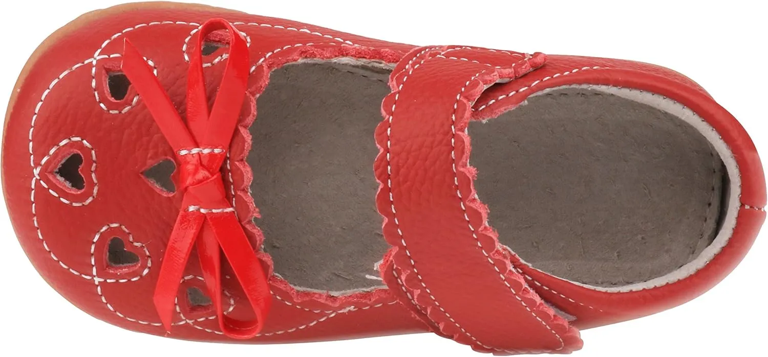 Femizee Girls Leather Bows Design Soft Round Toe Princess Dress Mary Jane Flat Shoes(Toddler/Little Kid)