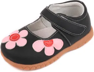 Femizee Girls Leather Bows Design Soft Round Toe Princess Dress Mary Jane Flat Shoes(Toddler/Little Kid)