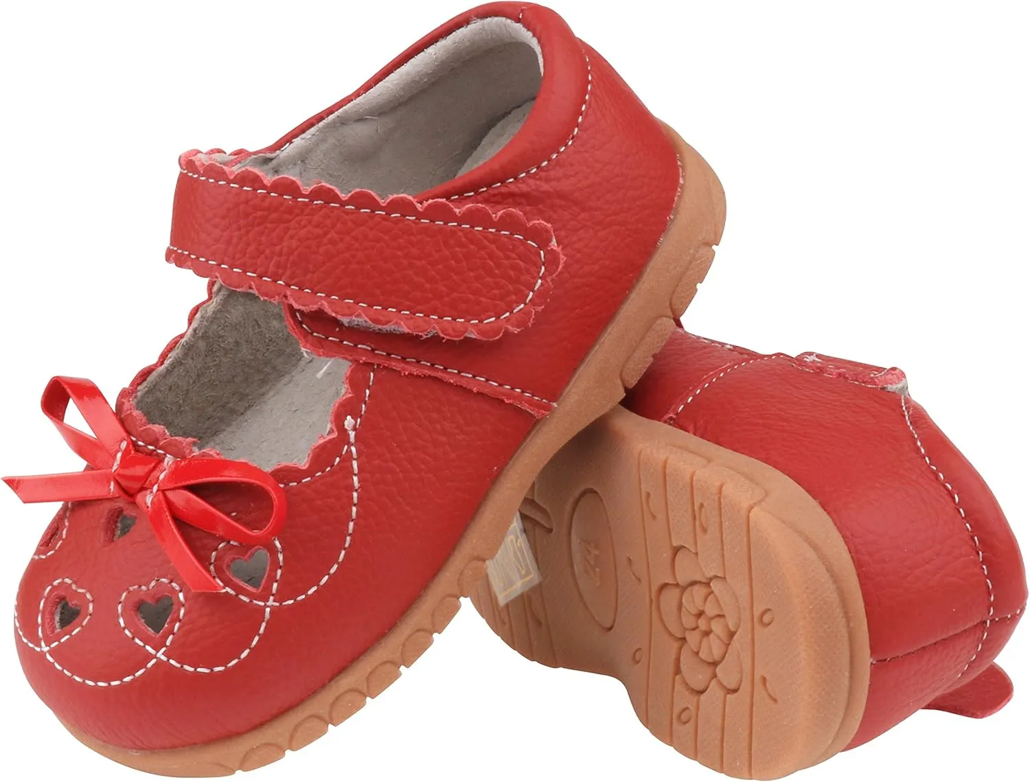 Femizee Girls Leather Bows Design Soft Round Toe Princess Dress Mary Jane Flat Shoes(Toddler/Little Kid)