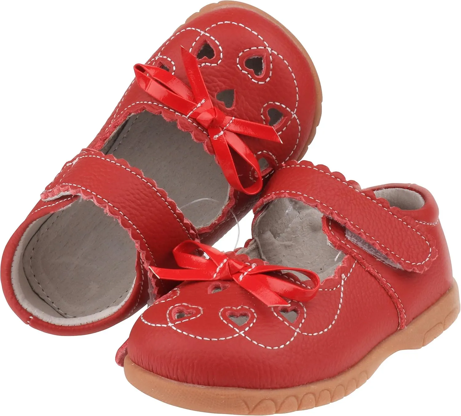 Femizee Girls Leather Bows Design Soft Round Toe Princess Dress Mary Jane Flat Shoes(Toddler/Little Kid)