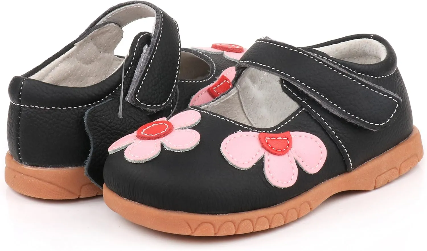 Femizee Girls Leather Bows Design Soft Round Toe Princess Dress Mary Jane Flat Shoes(Toddler/Little Kid)