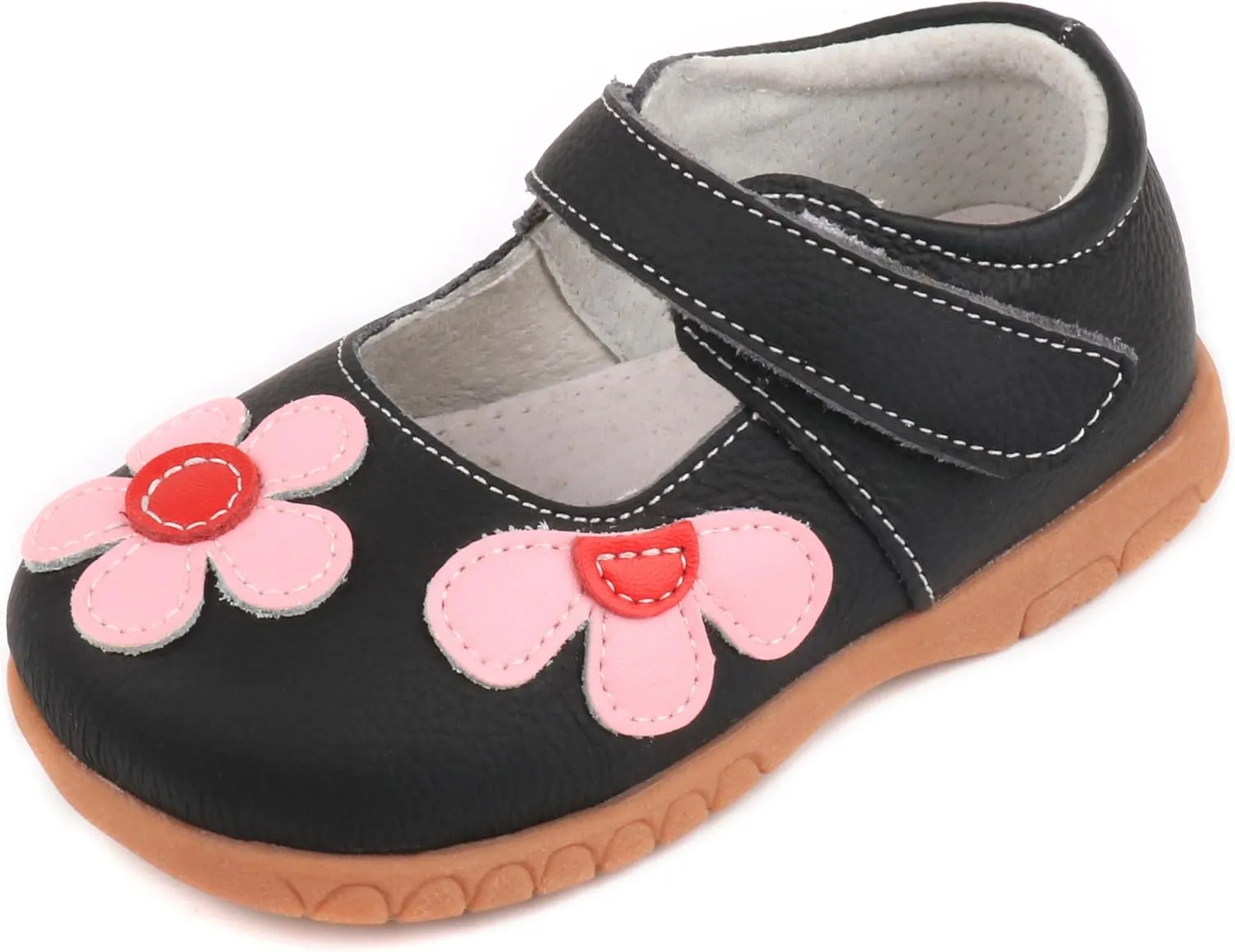 Femizee Girls Leather Bows Design Soft Round Toe Princess Dress Mary Jane Flat Shoes(Toddler/Little Kid)