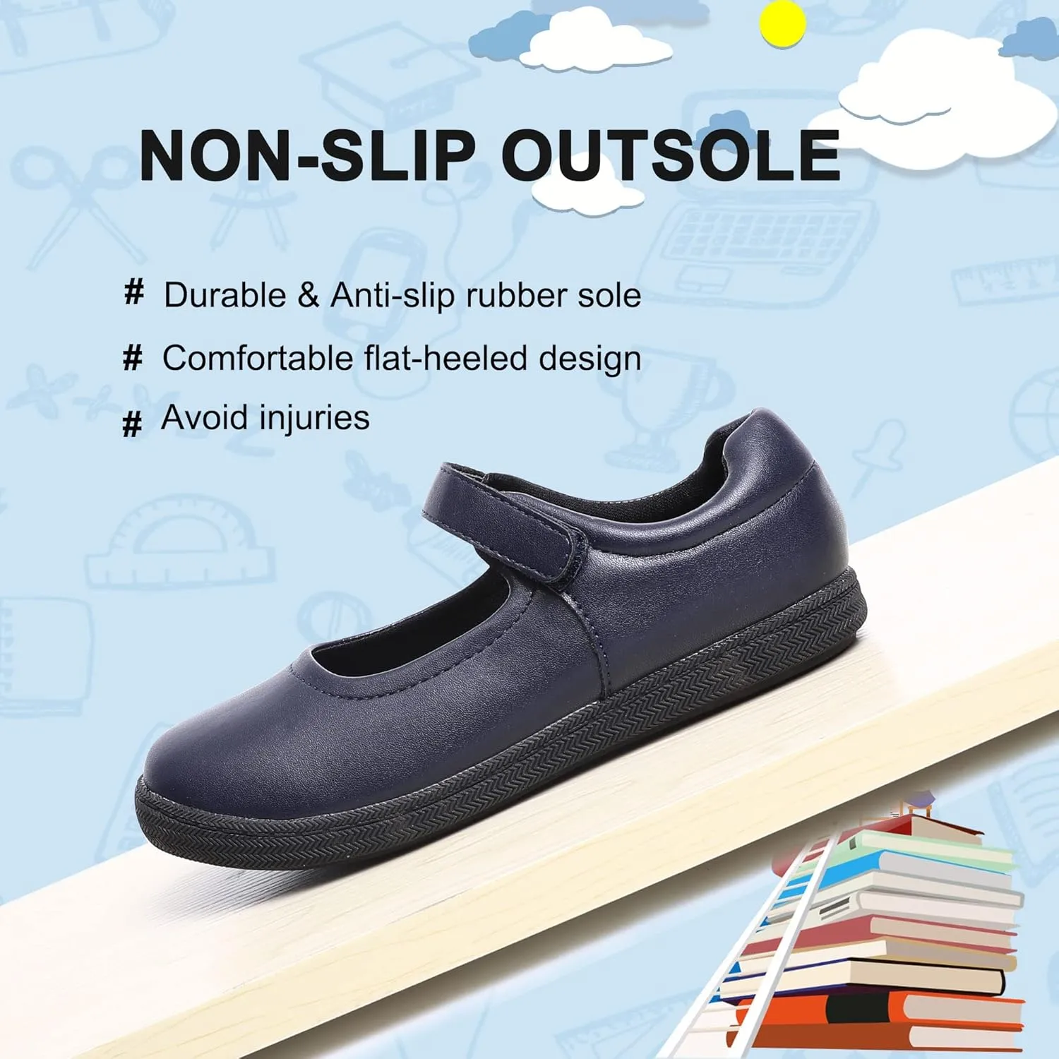 festooning Girls Mary Jane Shoes School Uniform Flats Cute Dress Shoes for Girls Wedding Back to School