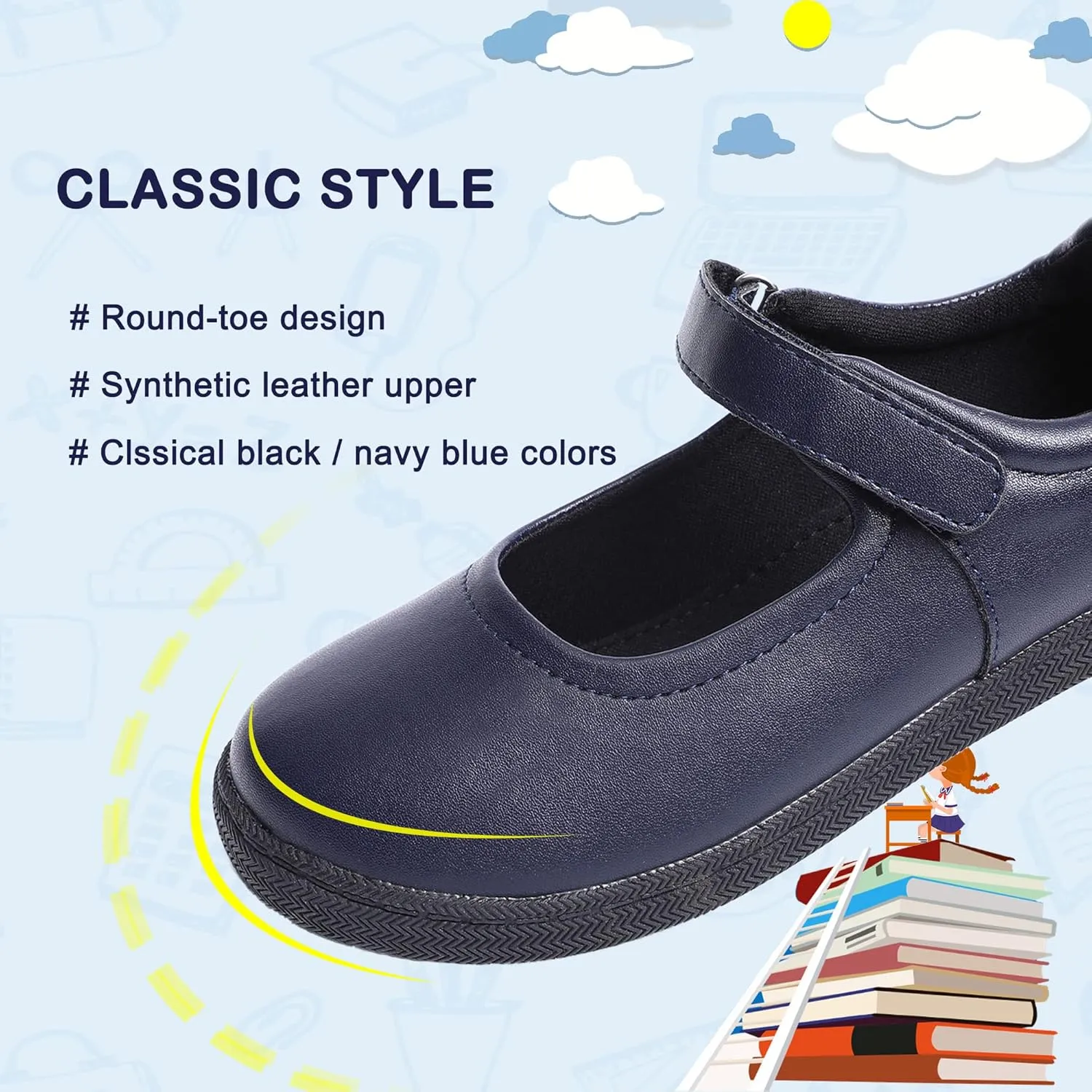 festooning Girls Mary Jane Shoes School Uniform Flats Cute Dress Shoes for Girls Wedding Back to School