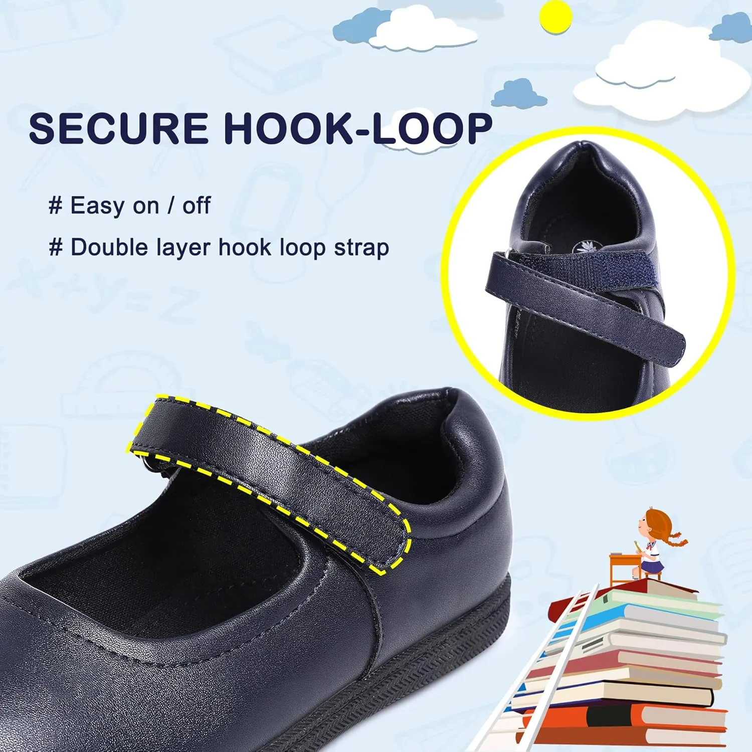 festooning Girls Mary Jane Shoes School Uniform Flats Cute Dress Shoes for Girls Wedding Back to School