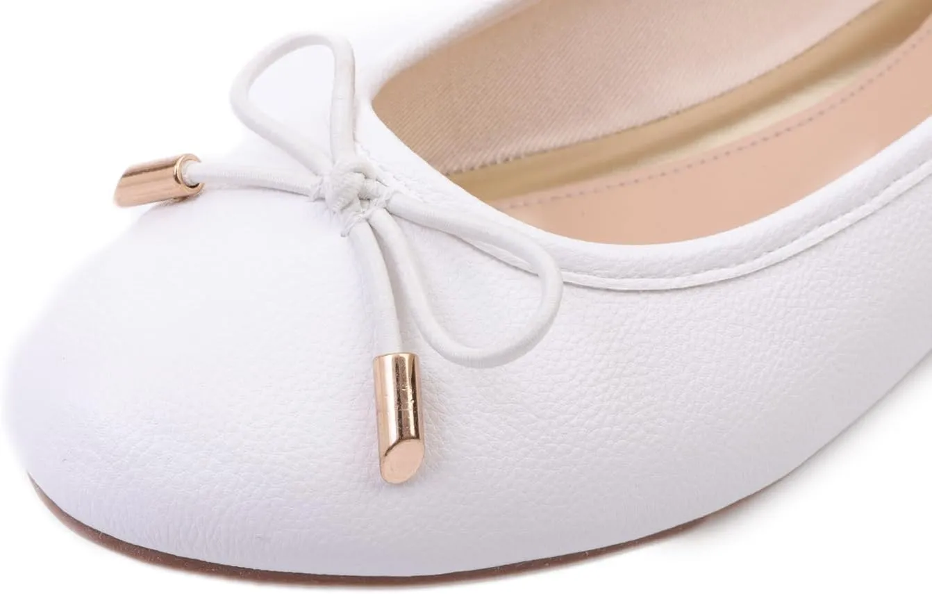 FEVERSOLE Women's Soft Cushion Comfort Round Toe Metal Trim Fashion Ballet Flats Walking Shoes