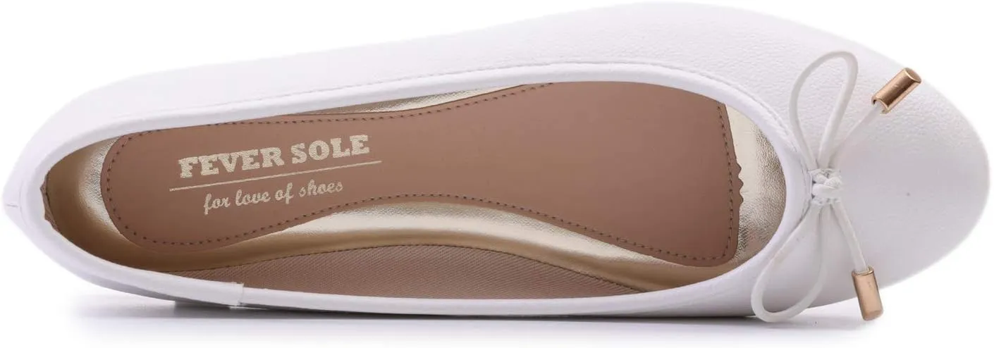 FEVERSOLE Women's Soft Cushion Comfort Round Toe Metal Trim Fashion Ballet Flats Walking Shoes