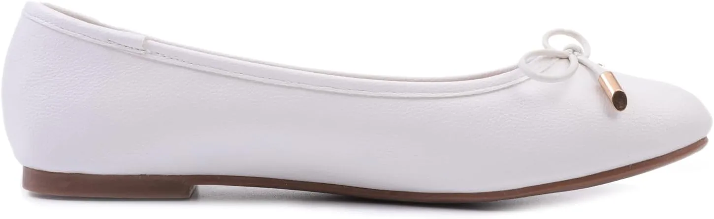 FEVERSOLE Women's Soft Cushion Comfort Round Toe Metal Trim Fashion Ballet Flats Walking Shoes
