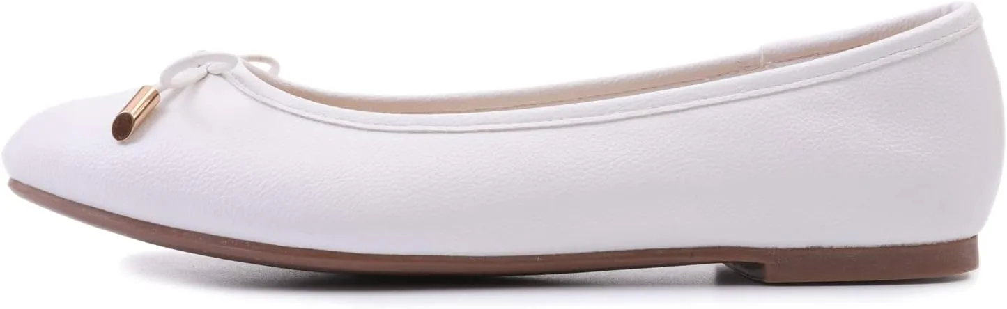 FEVERSOLE Women's Soft Cushion Comfort Round Toe Metal Trim Fashion Ballet Flats Walking Shoes