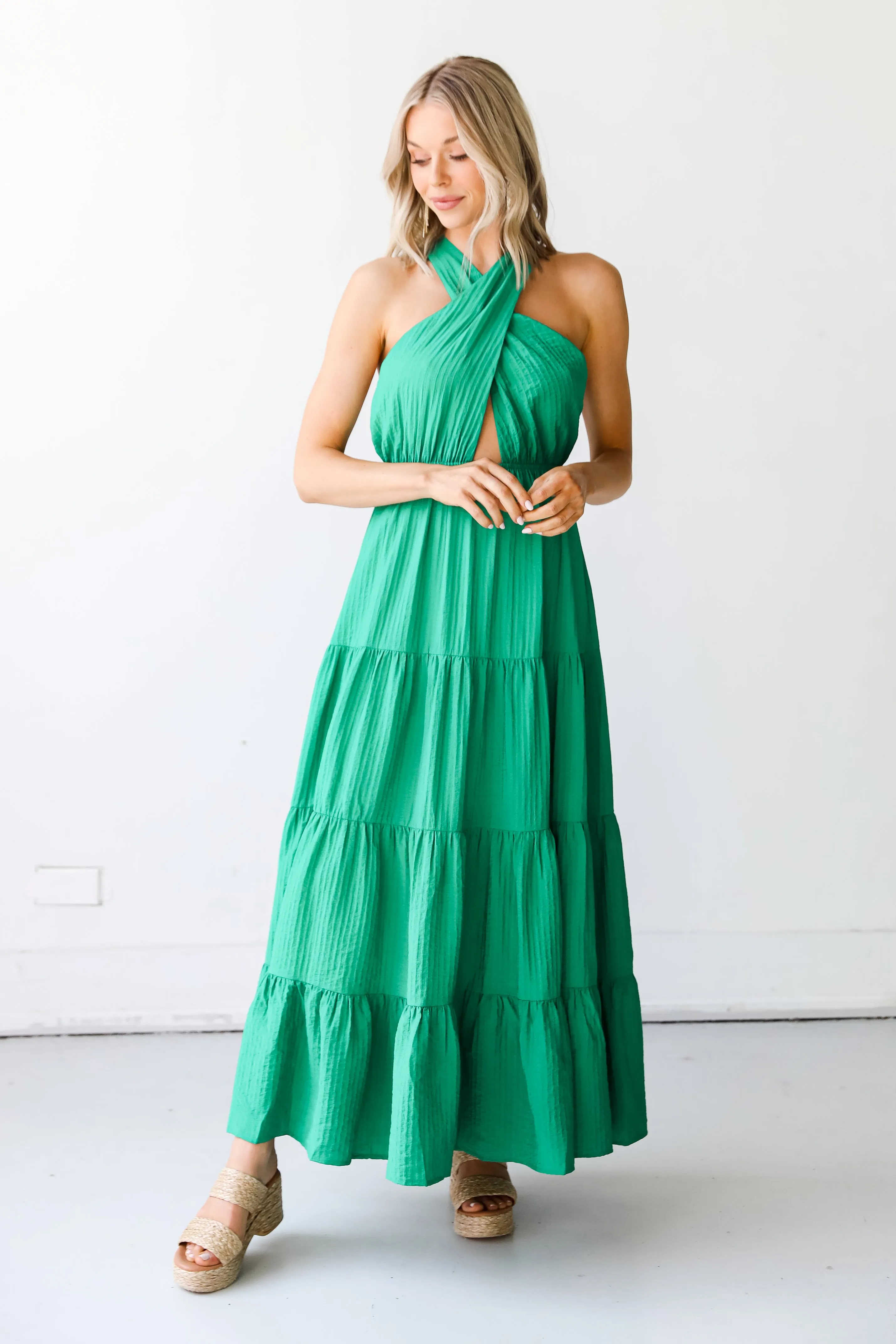 FINAL SALE - Capture Your Attention Halter Maxi Dress