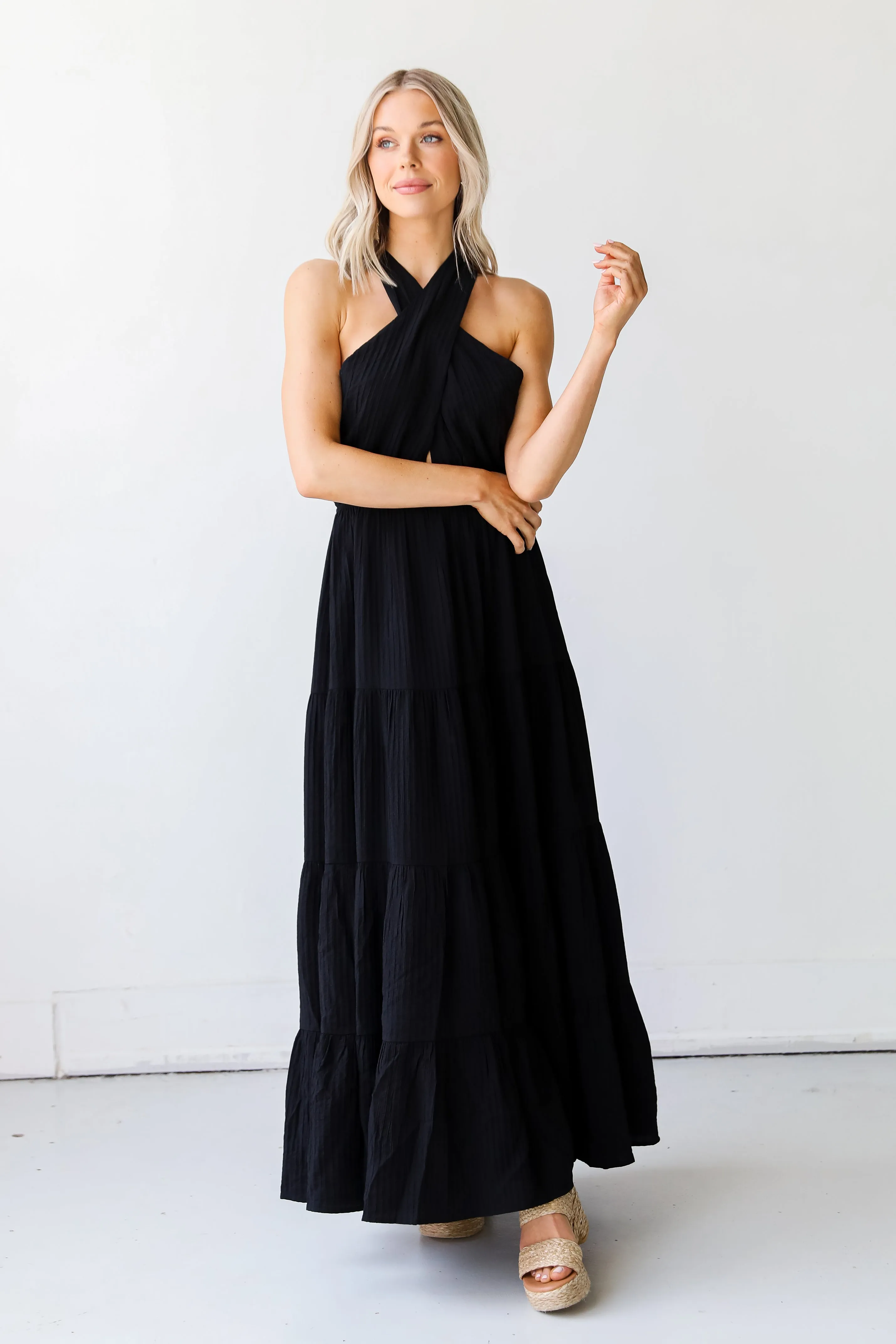 FINAL SALE - Capture Your Attention Halter Maxi Dress