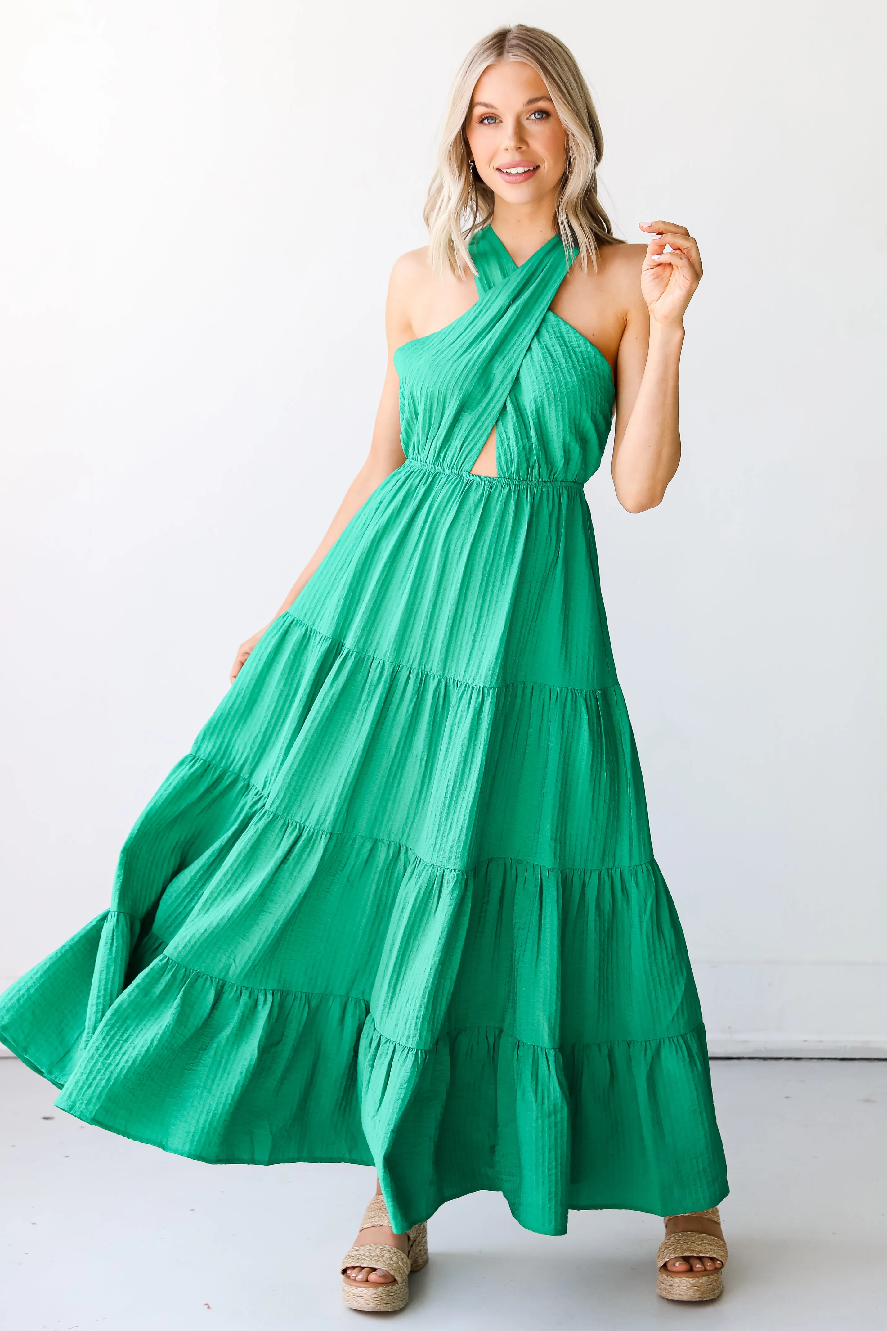 FINAL SALE - Capture Your Attention Halter Maxi Dress
