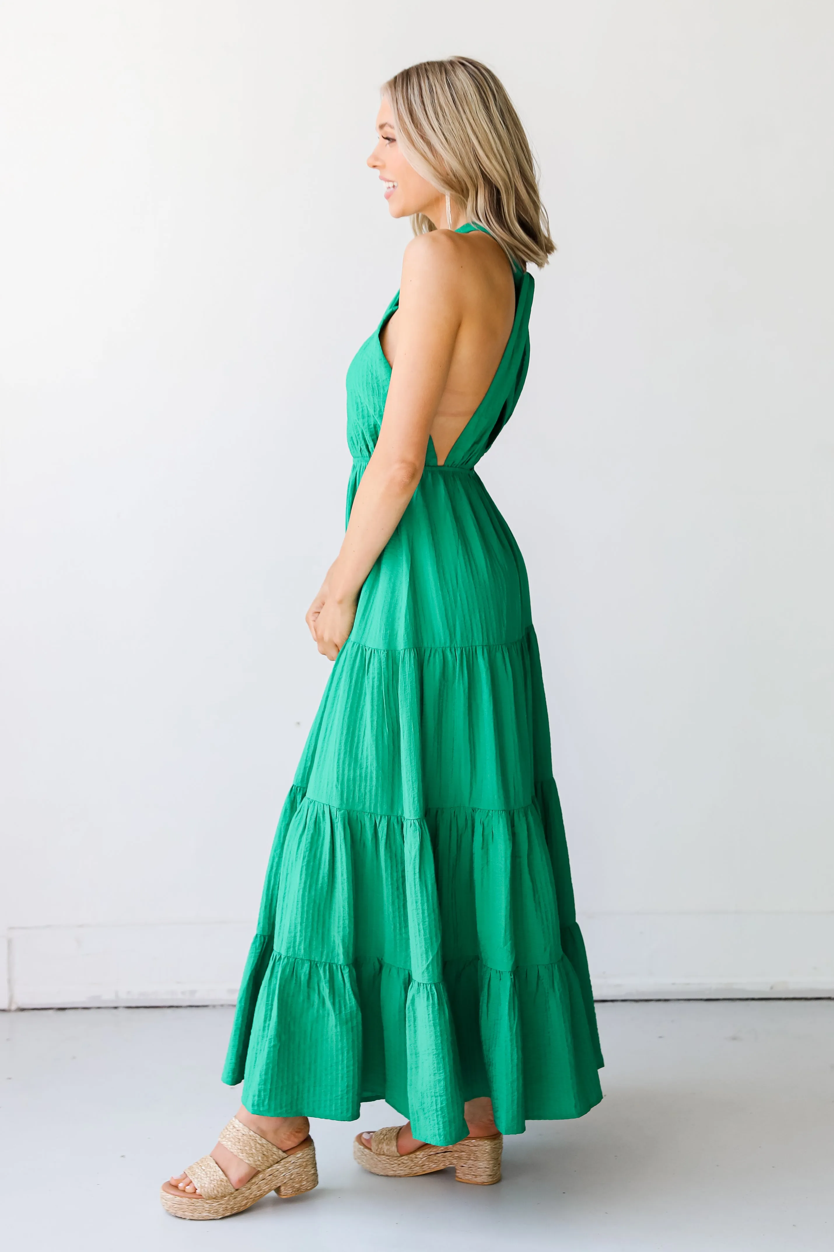 FINAL SALE - Capture Your Attention Halter Maxi Dress