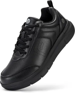 FitVille Extra Wide Men Walking Shoes Wide Dress Sneakers Comfortable Leather Shoes for Men Lightweight Plantar Fasciitis Bunions