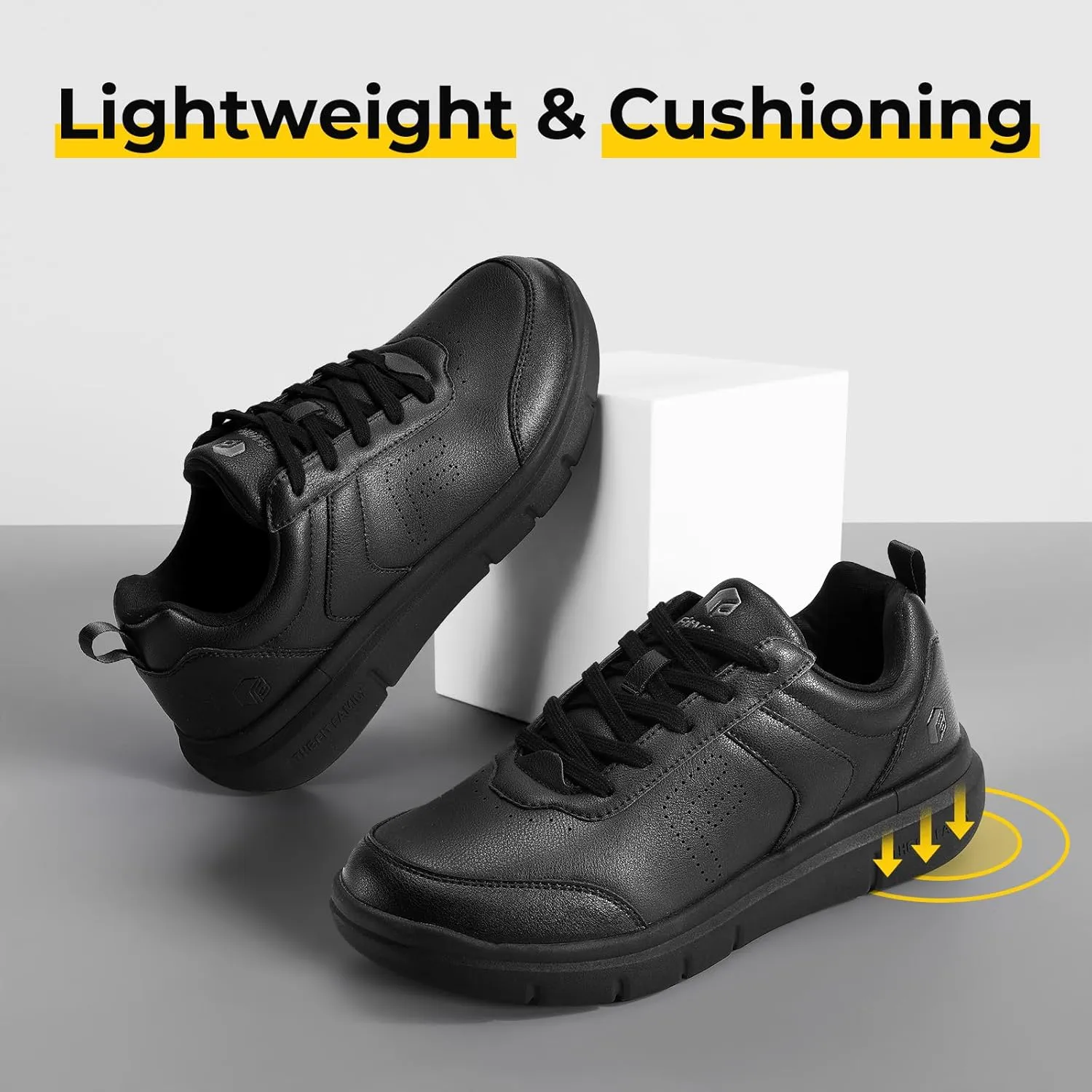 FitVille Extra Wide Men Walking Shoes Wide Dress Sneakers Comfortable Leather Shoes for Men Lightweight Plantar Fasciitis Bunions