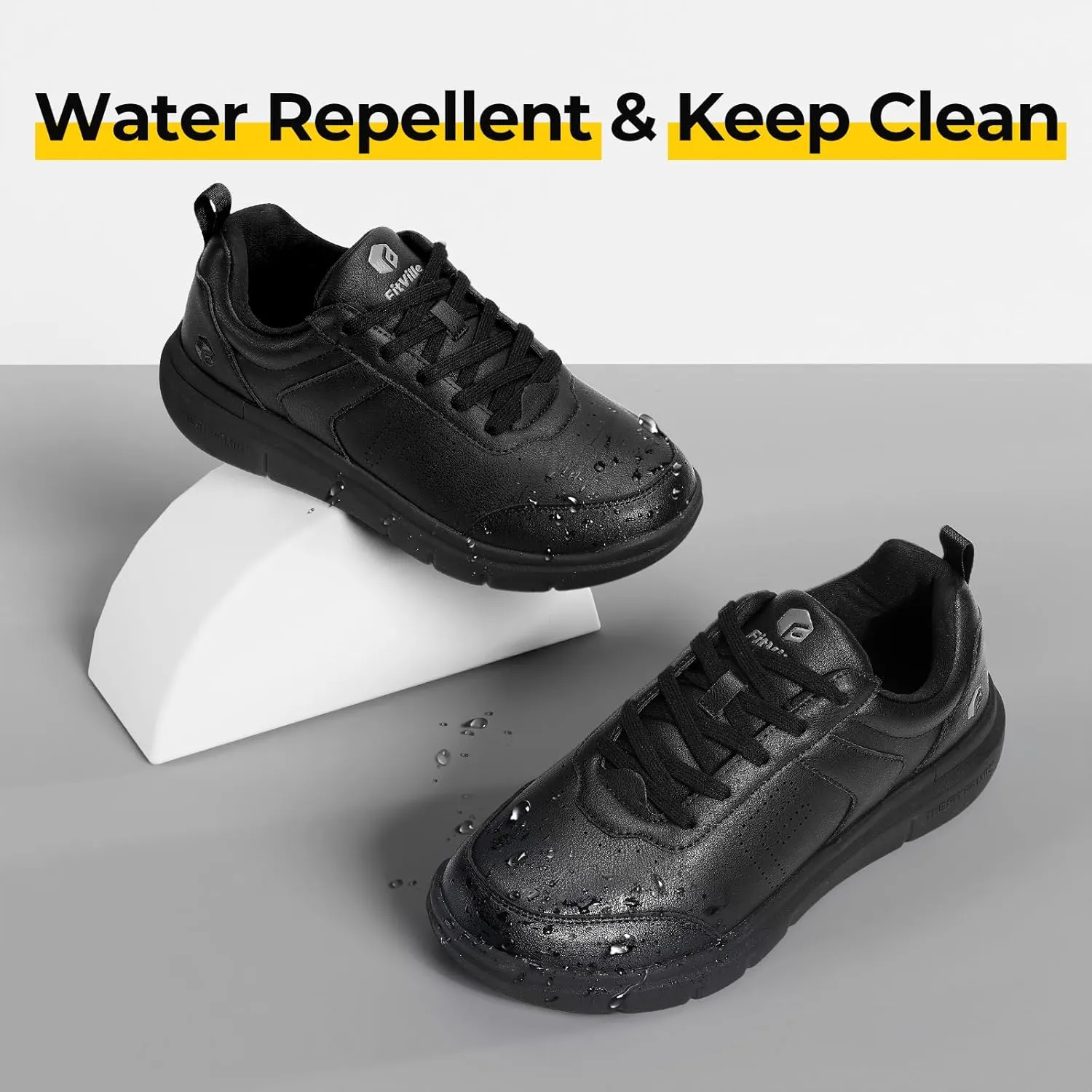FitVille Extra Wide Men Walking Shoes Wide Dress Sneakers Comfortable Leather Shoes for Men Lightweight Plantar Fasciitis Bunions