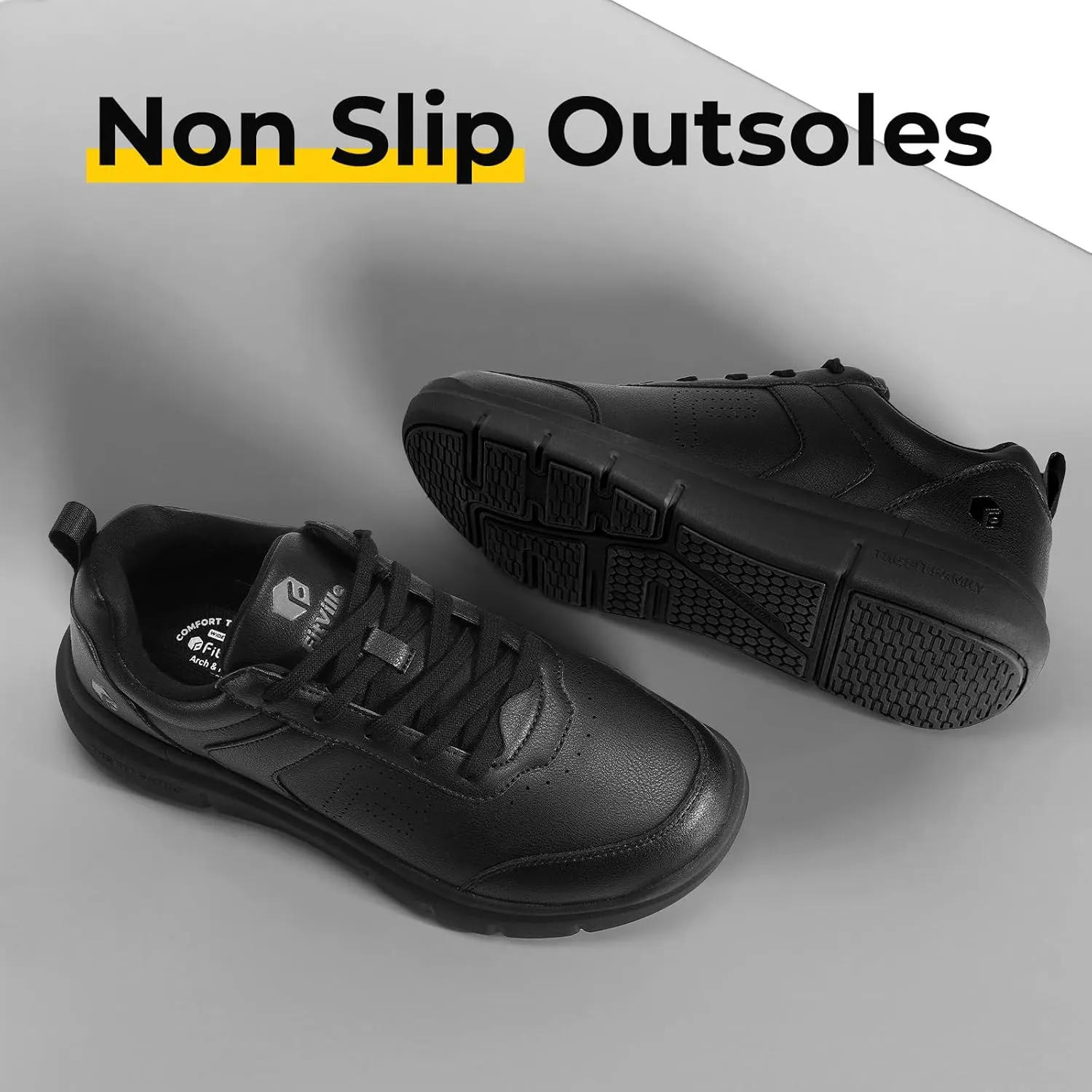 FitVille Extra Wide Men Walking Shoes Wide Dress Sneakers Comfortable Leather Shoes for Men Lightweight Plantar Fasciitis Bunions